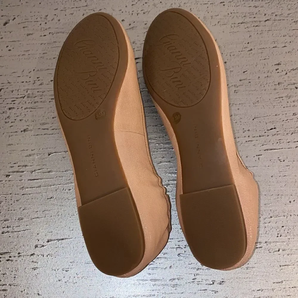 New Gianni Bini Kayson Leather Flats Pink Marble